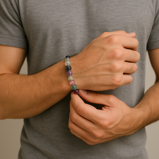 Man wearing Fluorite Bracelet
