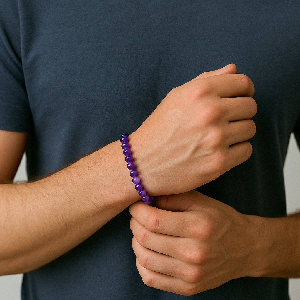 man wearing Amethyst Bracelet